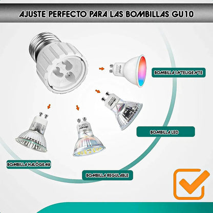 Adaptador De Foco E27 A Gu10 Para Bombillas Led Blanco