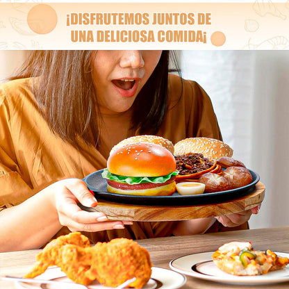 Sarten Iron Cast Plato Hierro Fundido Plato De Fajita Wayu Sarten Iron Cast Y Base Madera Wayu Plato Para Carne De Hierro Fundido Juego De Platos Fajita Platos De Fajita De Hierro Fundido Con Bandeja