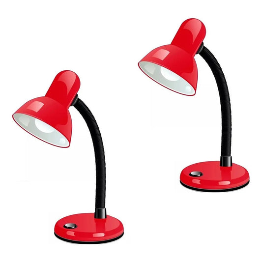 Lamparas De Escritorio Incandescente Cuello Flexibles Metal Lampara Estudio Led Mesa E27 Pack 2 Lampara Escritorio Flexible Lamparas Velador Lectura Color Rojo Okshop