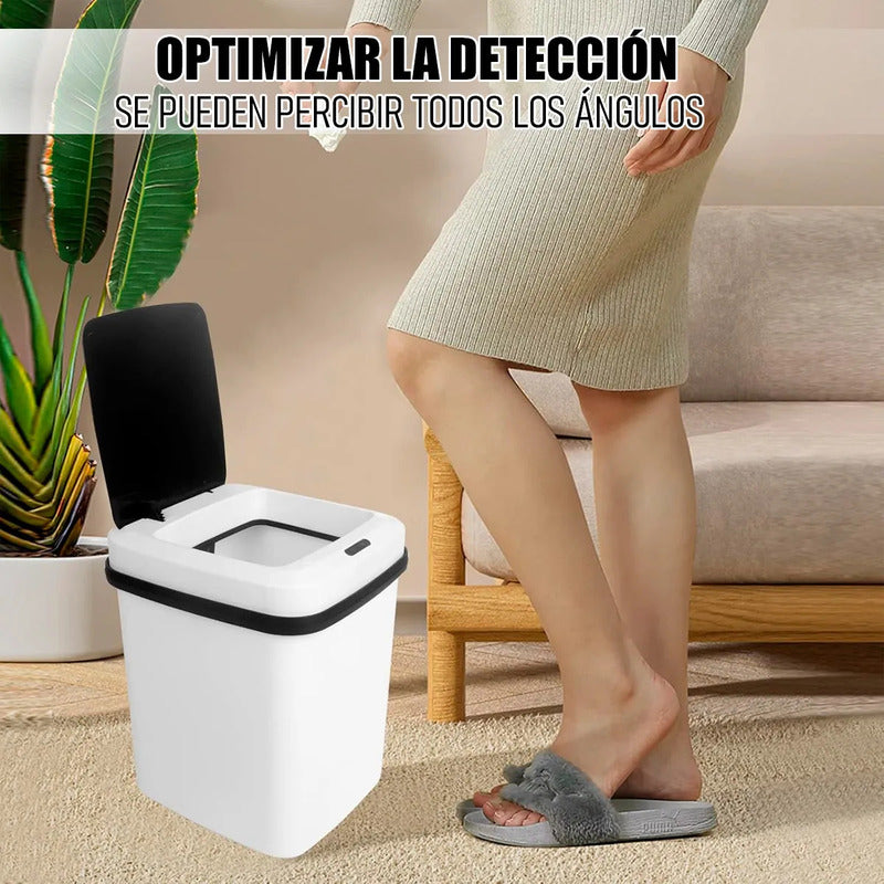 Basurero Con Sensor Basurero Automatico Papelera Inteligente Basurero Cocina Plastico Manual Okshop Cubo De Basura Inteligente Papelero Basurero Automático Papelera De Sensor Automatico Blanco