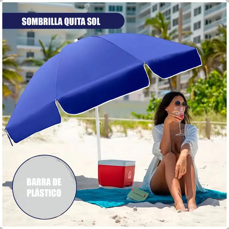 Pack X2 Quitasol Grande Sombrilla De Playa Verano 150 Cm