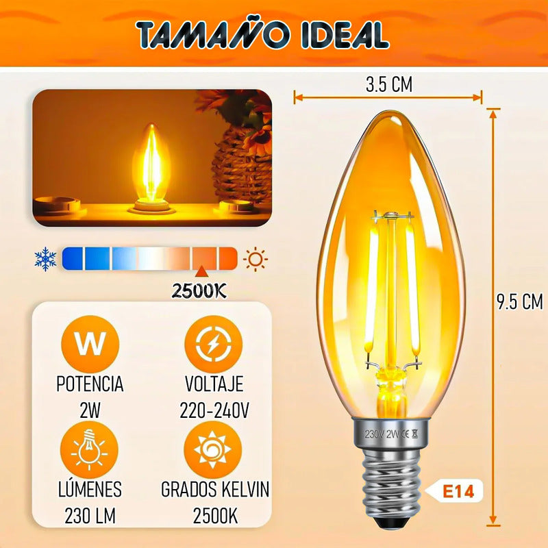 Ampolleta Led E14 Ampolleta 2w Ampolletas Led Vela Ampolleta Cálida