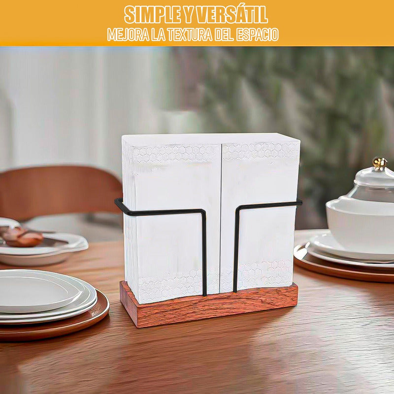 Servilletero De Madera Wayu Servilletero Metálico Wayu Cocin Negro