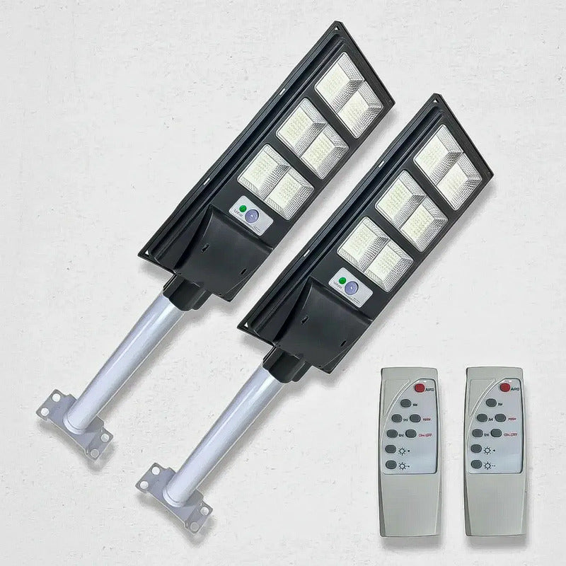 Pack X2 Foco Solar 120w Foco Solar Exterior Luz Solar Poste Gris Oscuro Fría