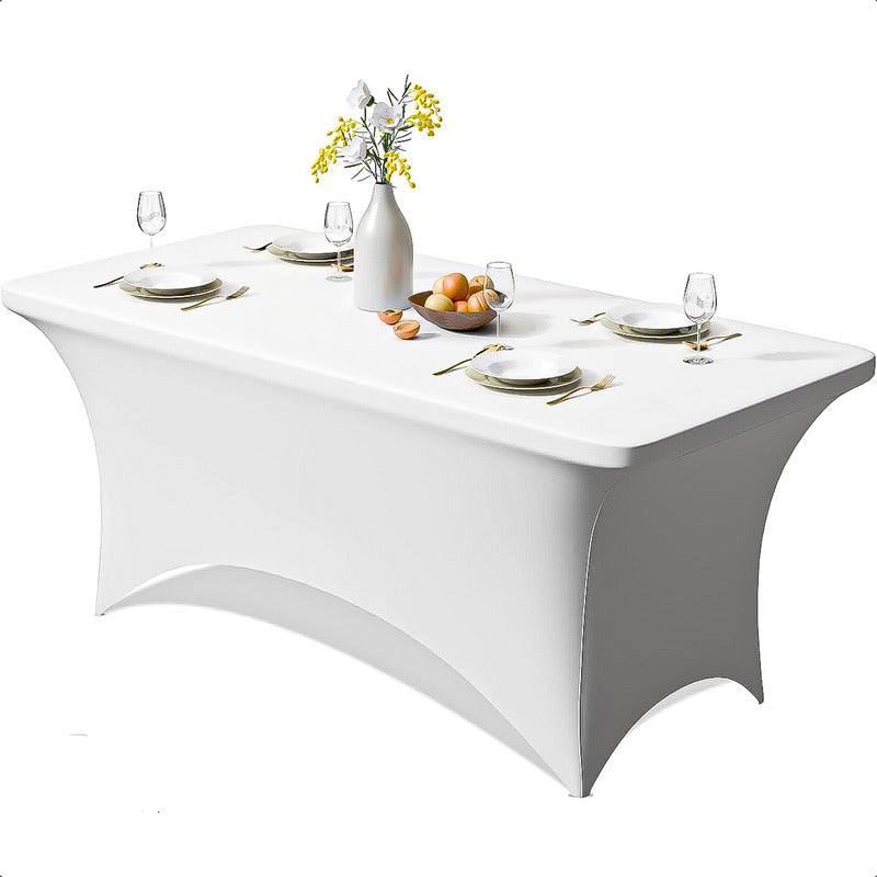 Mantel Para Mesa Mantel Rectangular Mantel Elastico 180cm Blanco Lisa