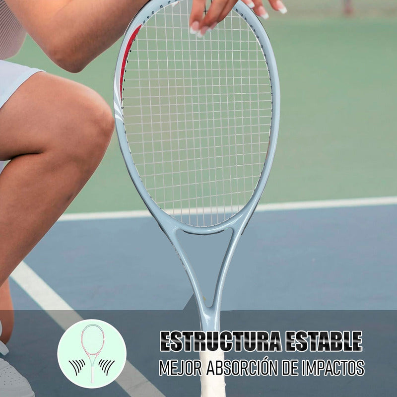 Raqueta De Tenis Amateur Raqueta Para Adultos + Funda Azul Acero 0