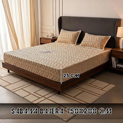 Sábana Bajera Polar Sábana Bajera Elástica Protector 150x200 Marrón Claro