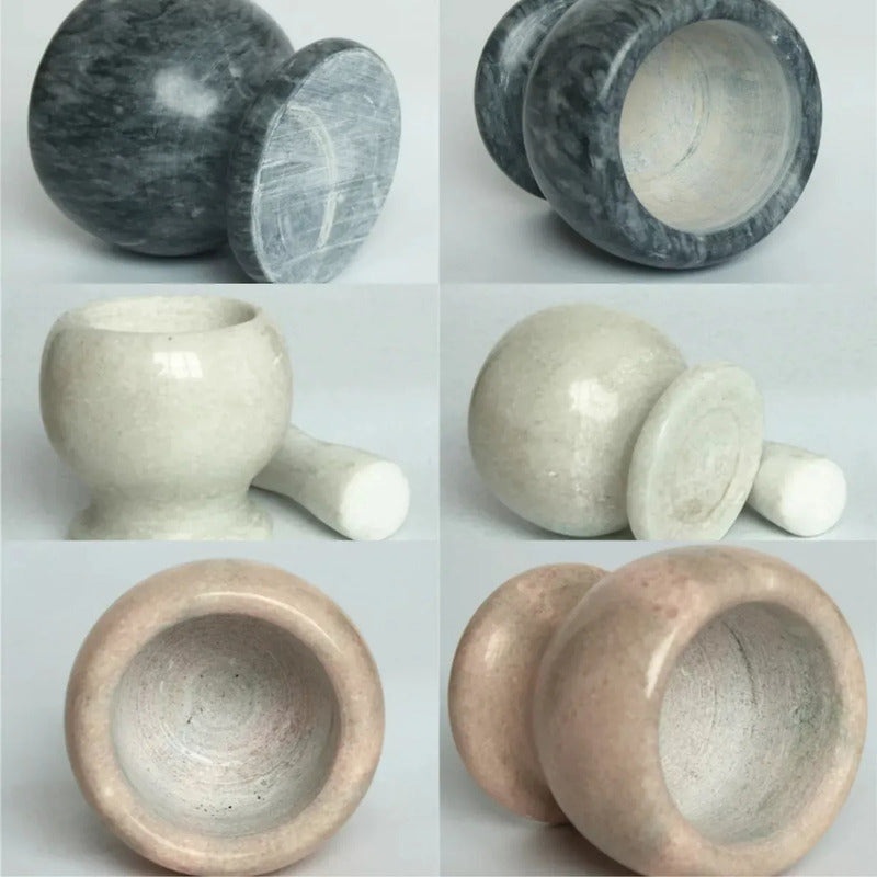 Mortero De Granito Con Pilón De Mármol Para Cocina - Okshop Gris Oscuro