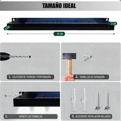 Pack 8 Aplique Solar Pared Exterior Led 10w Okshop Negro Ip54 Inalámbrico Negro/cálida