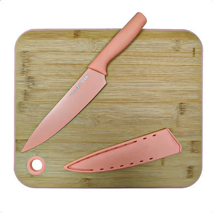 Tabla Para Picar Tablas Picar+cuchillo Tabla Bambu Keep 35cm Madera Bamboo Salmón