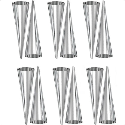 Pack 12 Molde Cannoli Metálico Molde Croissant Molde Cono Gris
