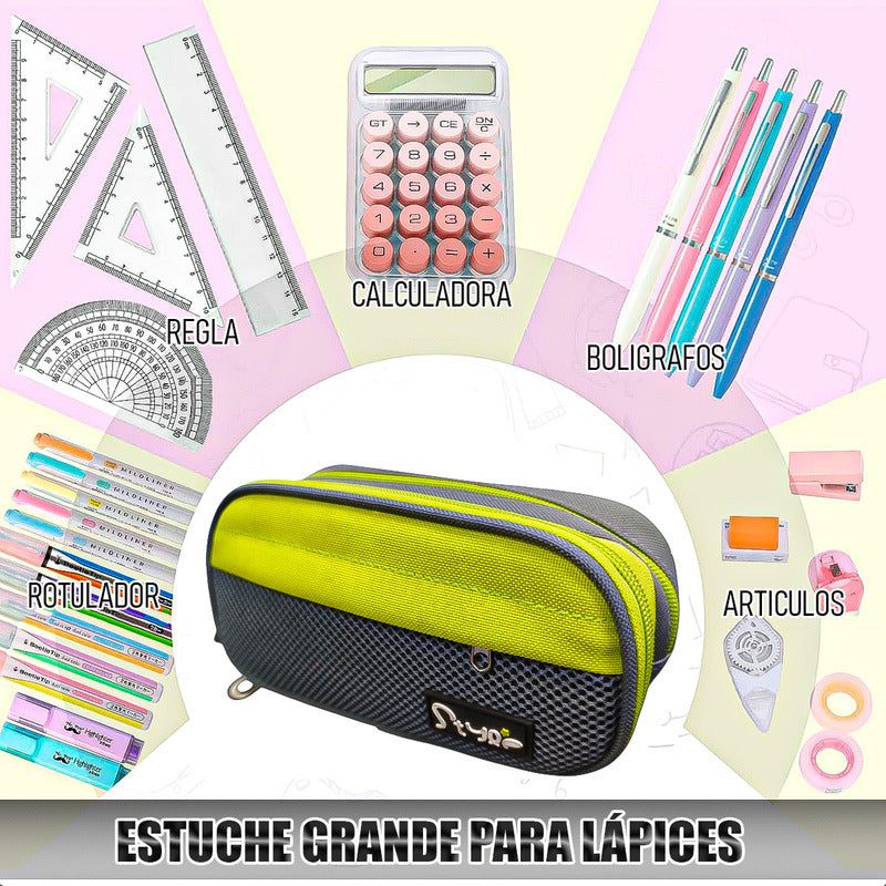 Estuche Escolar Estuche Para Lapices Estuche Niños Estuche Verde