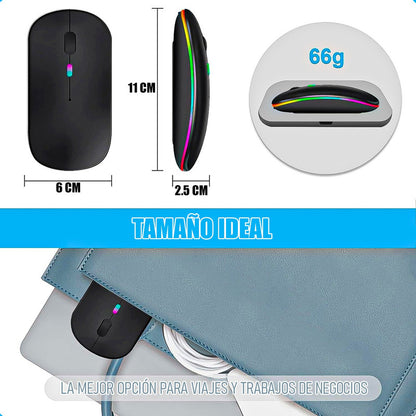 Mouse Inalambrico Mouse Bluetooth Mouse Inalambrico Recargab Negro