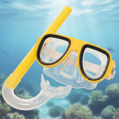 Máscara Snorkel Niños Okshop Ajustable Pvc Amarillo Línea Buceo