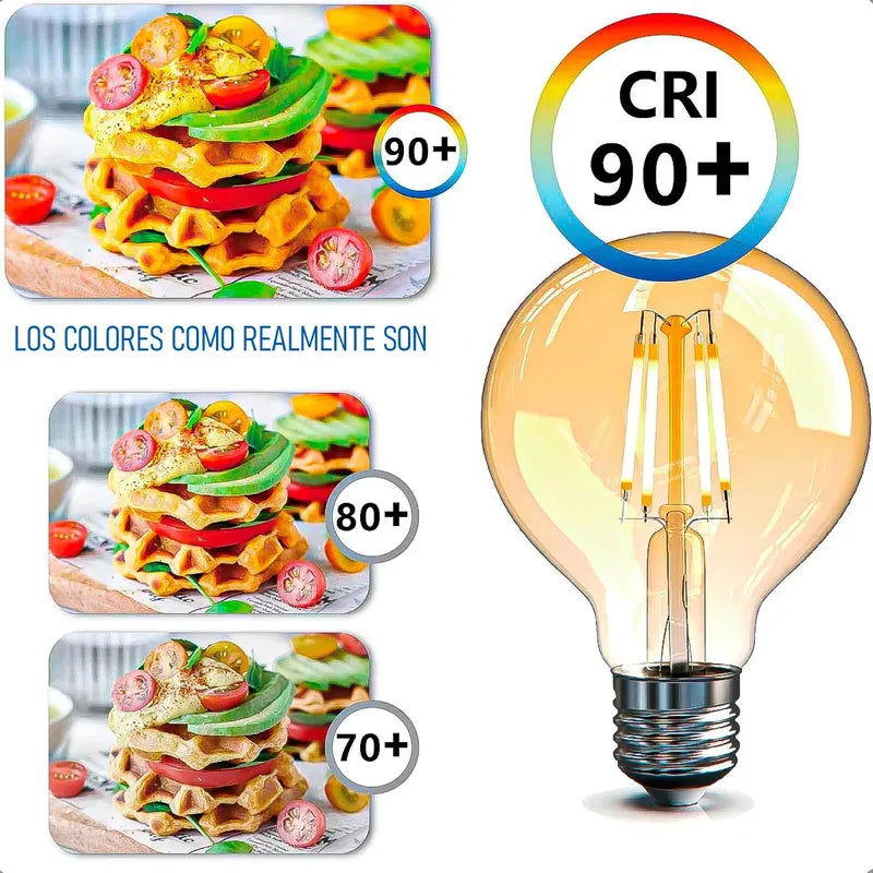 Pack 2 Ampolletas E27 Ampolleta G80 Edison 4w Ampolletas Cálida