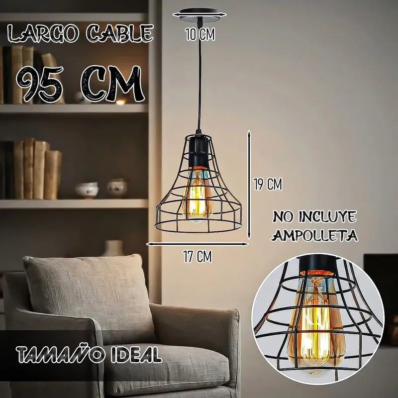 Pack 2 Lampara Colgante Vintage Lampara Colgante Techo Lamp Negro