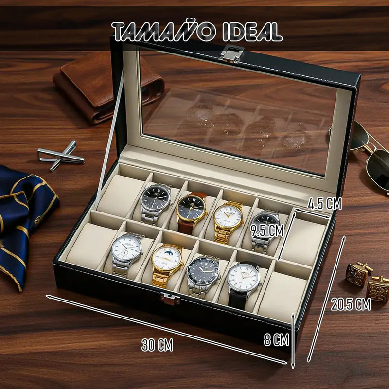 Porta Relojes Organizador De Reloj Caja De Reloj 12 Pzas Negro