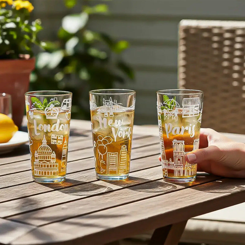 Set 4 Vasos De Vidrio Vasos Vidrio Jugo Juego De Vasos 480ml Vidrio Okshop Vasos De Vidrio City Juego 4 Vasos Cuidades Collection Vasos Para Jugos Set 4 Vasos De Vidrio Bebidas Vasos