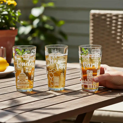 Set 4 Vasos De Vidrio Vasos Vidrio Jugo Juego De Vasos 480ml Vidrio Okshop Vasos De Vidrio City Juego 4 Vasos Cuidades Collection Vasos Para Jugos Set 4 Vasos De Vidrio Bebidas Vasos