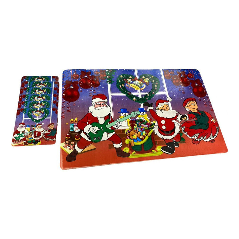 Set 12 Piezas Individuales Mesa Navideños Platos Y Vaso Navi