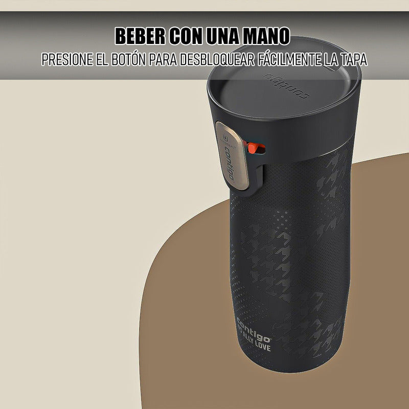 Vaso Térmico Contigo De Acero Inoxidable, 473 Ml Beige Con Tapa Antiderrame Lisa