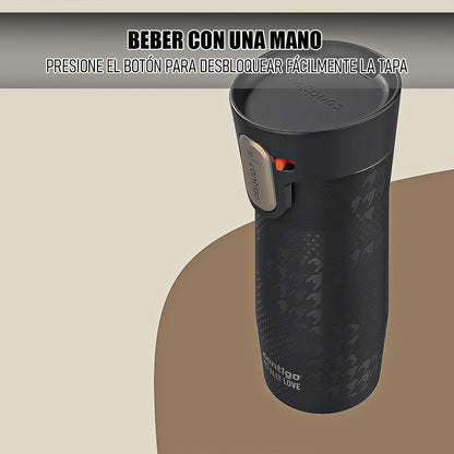 Vaso Térmico Contigo De Acero Inoxidable, 473 Ml Beige Con Tapa Antiderrame Lisa