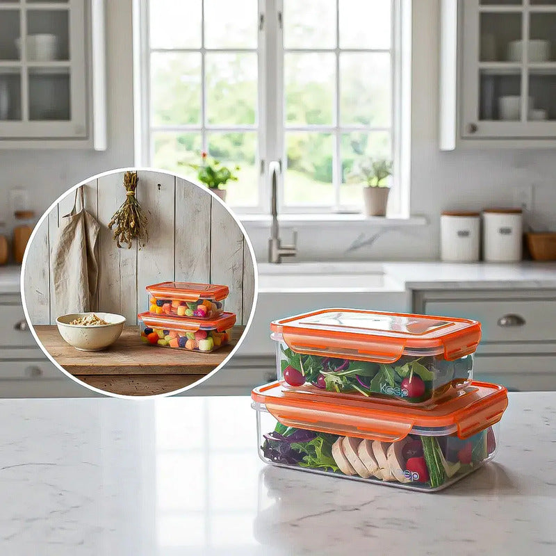 Set 2 Taper Keep Contenedor De Alimentos Tupper Plastico Tup Verde