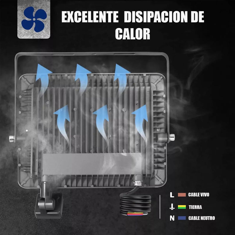 Reflector Led 50w Negro Con Sensor De Movimiento Y Ángulo Ajustable Para Exterior Ip67 Blanco Frío