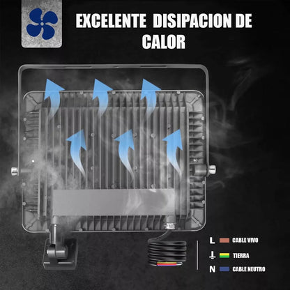 Reflector Led 50w Negro Con Sensor De Movimiento Y Ángulo Ajustable Para Exterior Ip67 Blanco Frío