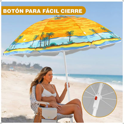 Pack X2 Quitasol Grande Sombrilla De Playa Verano 150 Cm