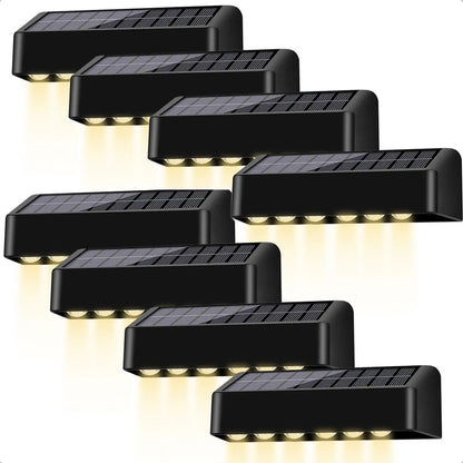 Aplique De Pared Lampara Led Focos Exterior Solar Apliques Led Exterior Abs Jardin 10w 25x4cm Okshop Pack 8 Lampara Muro Inalambrica Aire Libre Carga Automatica Negro Ip65 Calida Negro/cálida