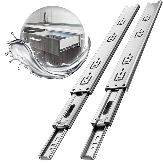 Corredera Telescópica De Acero Para Cajones 60 Cm Con Soportes De 45 Kg