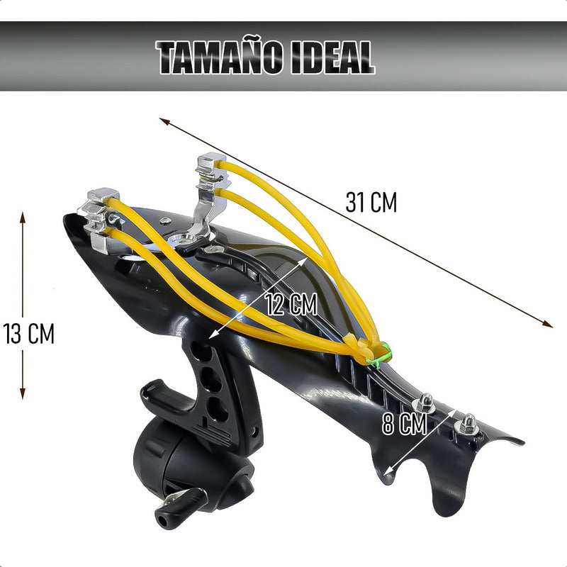 Resortera Profesional Catapulta Resortera Pesca Tirachinas Negro