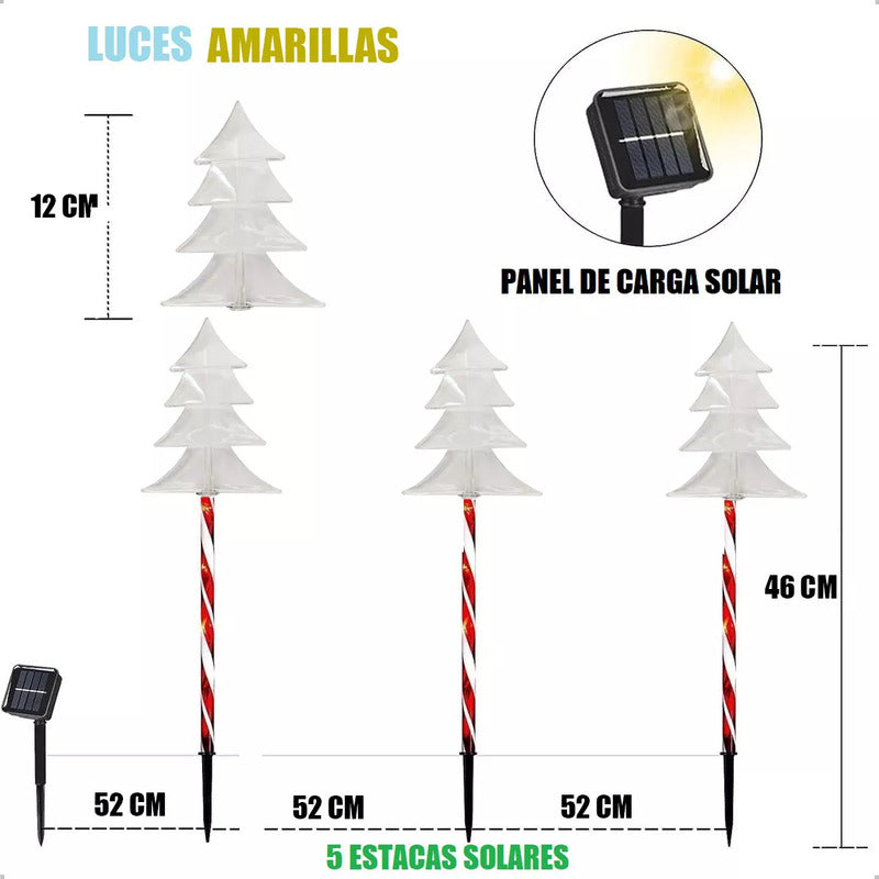 Pack X5 Luces Navidad Exterior Solares Arbol/cálida Estacas Navideñas Led 2,6 M Okshop Luces Navidenas Solares Arbol/cálida Luces Navideñas Estacas Solares Luces Navidad Solar