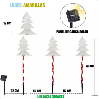 Pack X5 Luces Navidad Exterior Solares Arbol/cálida Estacas Navideñas Led 2,6 M Okshop Luces Navidenas Solares Arbol/cálida Luces Navideñas Estacas Solares Luces Navidad Solar