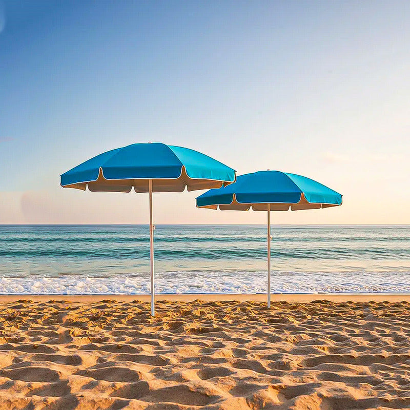 Pack 2 Sombrilla Paraguas Quitasol 2 Metros Sombrilla Playa Celeste