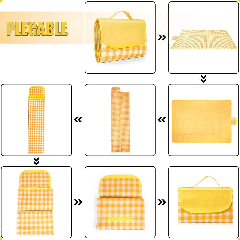 Alfombra Para Playa Tela Oxford 2x1,5m Manta Plegable Para Picnic Alfombra Lona Picnic Impermeable Alfombras Para Picnic Resistente Al Agua Manta Camping Color Amarillo Okshop