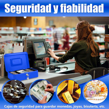 Cajas Fuertes Caja De Seguridad Caja De Dinero Metalica Llave Caja De Seguridad Llaves Multiuso Tiendas Caja Fuerte Metalica Impermeable Asa Antideslizante Azul Arcashopping