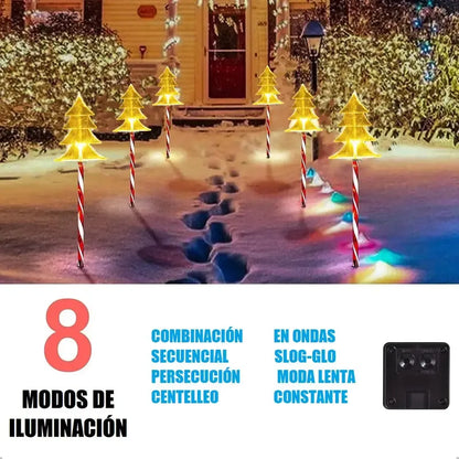 Pack X5 Luces Navideñas Estacas Solares Luces Navidad Solar Luces Arbol Calida