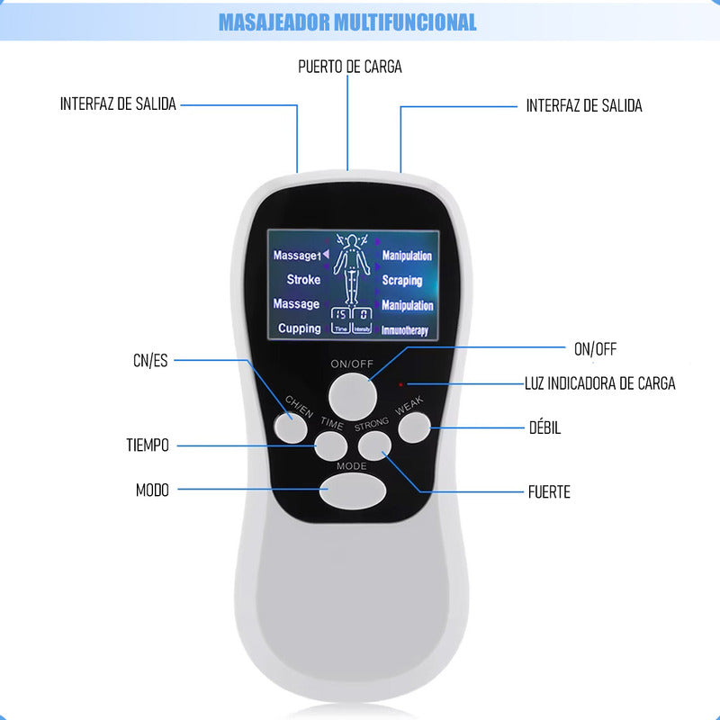 Electroestimulador Muscular Electrofisico Tens 4 Electrodos