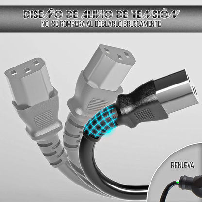 Pack 4 Cable Alimentación Cable Poder 3 Clavijas Cable 1.5m Negro