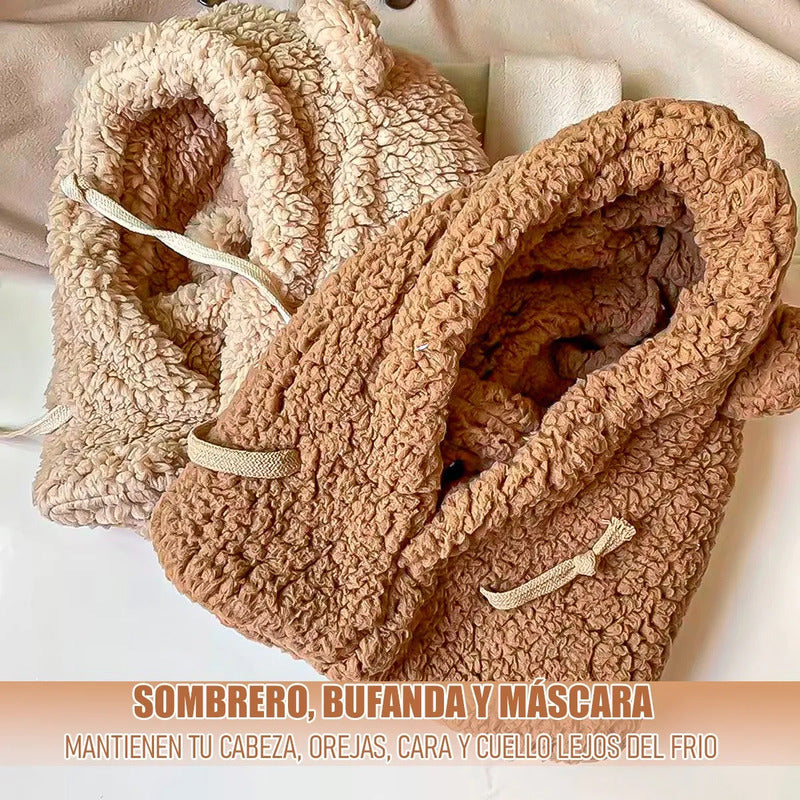 Pack 2 Gorro Chiporro Para Invierno Y Cuello  Marrón Claro Okshop Unica