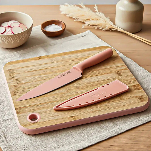 Tabla Para Picar Tablas Picar+cuchillo Tabla Bambu Keep 35cm Okshop Tablas Picar Tablas De Picar Tabla Y Cuhillo Keep... Salmón