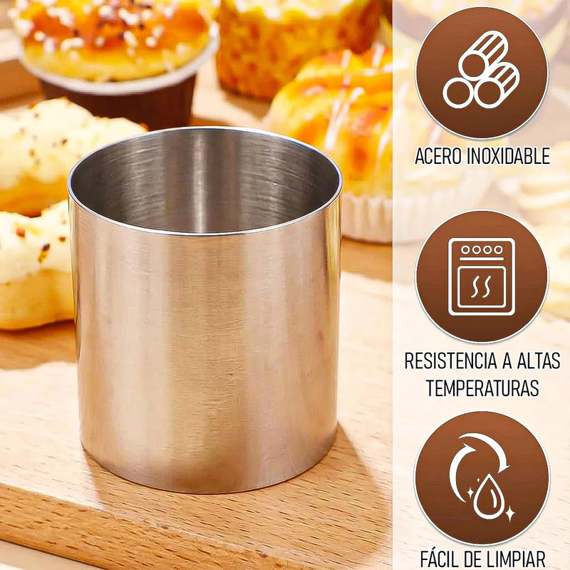 Pack 4 Molde Anillo Aros De Acero Inoxidable Moldes Mousse Acero