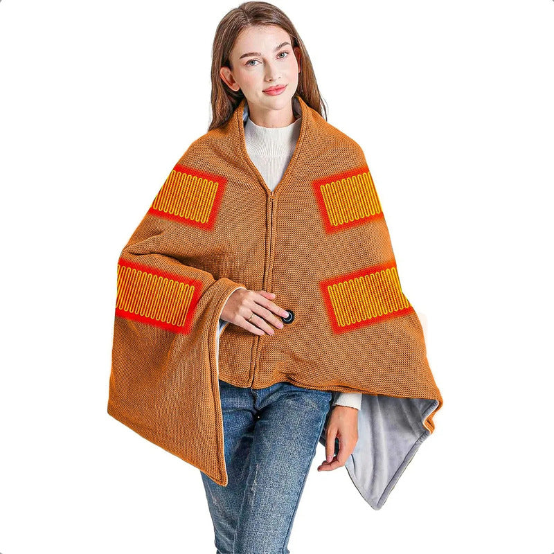 Manta Calentadora Portátil Okshop Terciopelo Inalámbrica Usb Marrón 3 Niveles