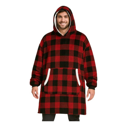 Poleron Frazada Pack X2 Poleron Hombre Polar Poleron Polar Manta Frazada Poleron Peludo Mujer Felpa Adulto Bata Abrigo Invierno Oversize Frazada Unica Rojo Lisa
