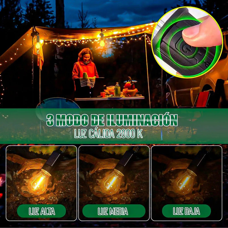 Ampolleta Solar Recargable Led Okshop Impermeable 15w Usb-c Para Camping Cálida