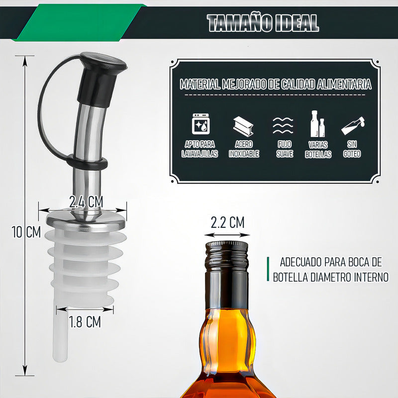 Arcashopping Vertedor Botellas Antigoteo Acero Inoxidable Para Vino Y Licor