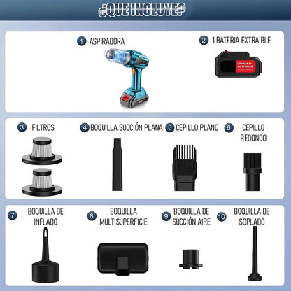Aspiradora De Mano Okshop Portátil Inalámbrica Para Autos Con Filtro Hepa Azul