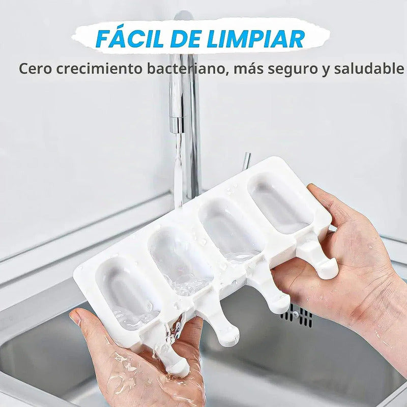 Molde De Silicona Para Helados Con 4 Paletas, Blanco  Okshop